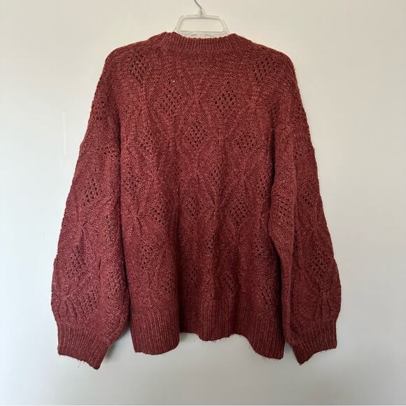 New Madewell Cayden Pointelle Balloon Sleeve Pullover Sweater Crew Neck Wool XL - Picture 3 of 8